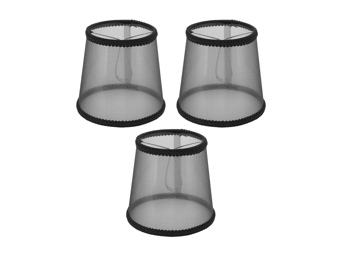 Rebe-3pcs Lámpara Moderna Tela Negra Transparente E14 Lampshade Decoración Dormitorio Mesita Noche