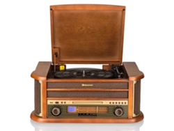 Tocadiscos Vintage 33/45/78 Rpm Fm Radio Cd-Mp3 Player Cassette Bluetooth Usb ROADSTAR Hif-1993Bt Madeira