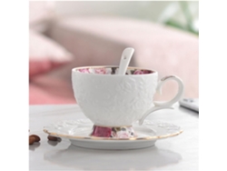 Tazas de café, tazas y platillos de cerámica