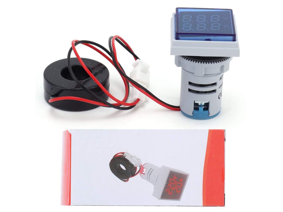 Indicador De Señal De Corriente Universal Con 2 Pantallas, 60~500 V Ca Ad16-22fva Azul