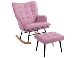 Mecedora, Reposapiés, Cojín, 130kg, 64x89x90cm, Rosa
