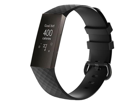 Correa de reloj de silicona con patrón de diamantes para Fitbit Charge 3, color negro VENISYMLIS