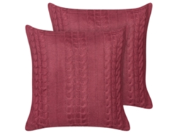 Juego de cojines trenzados BELIANI Cadetia de Algodón Rojo 45x45x15