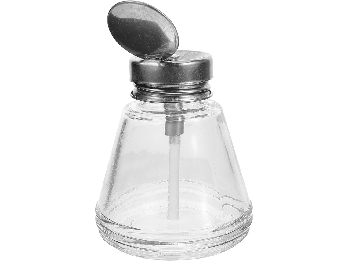 Nuobesty Frasco Dispensador De Vidro Redondo De 180ml Com Bomba Para Removedor De Esmalte E