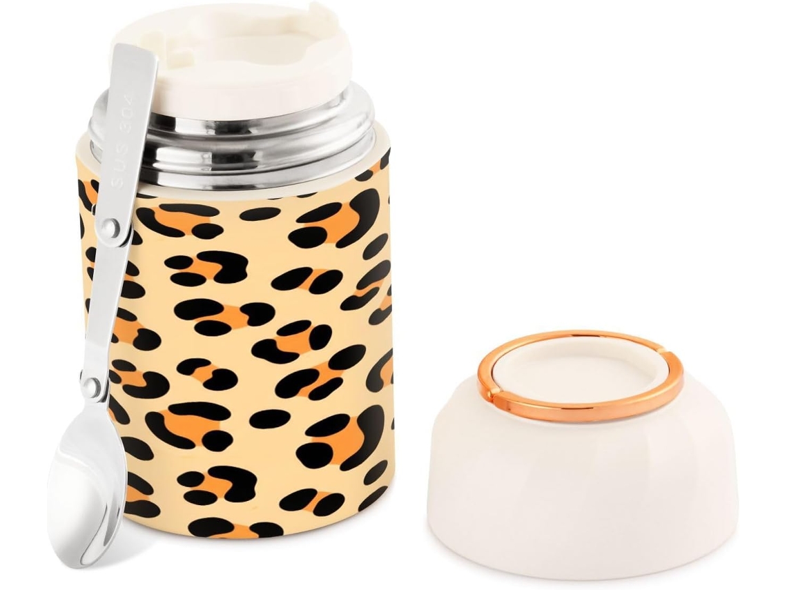 Recipiente hermético de acero inoxidable Leopard de 500 ml, sin marca.