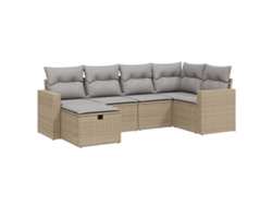 Conjunto 6 de sofás jardín con cojines beige mezcla VIDAXL ratán PE