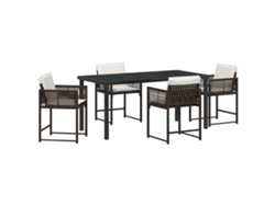 Juego de comedor de jardín de 5 piezas - Muebles de jardín de mimbre marrón HARLANV1