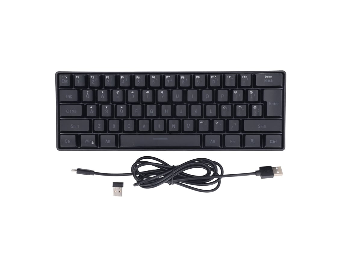 Teclado Silencioso De 61 Teclas, 3 Modos, Inalámbrico, Bluetooth, Con Cable, Retroiluminación Rgb Para Portátil, Teléfono Móvil, Tableta, Negro.