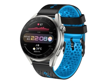 Correa Smartwatch para Huawei Watch 3 Pro 22mm Silicona Perforada Bicolor (Negro + Azul)