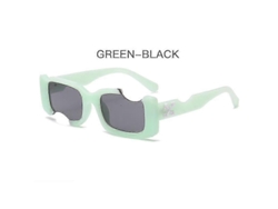 Gafas De Sol Hip-hop Cuadrado Mujer Hombre Uv400 Vintage Resina Marco Verde Gris Green Gray
