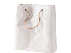 Jarrón Decorativo De Cerámica Blanca Para Centros De Mesa Y Ambientes Rústicos Modernos.