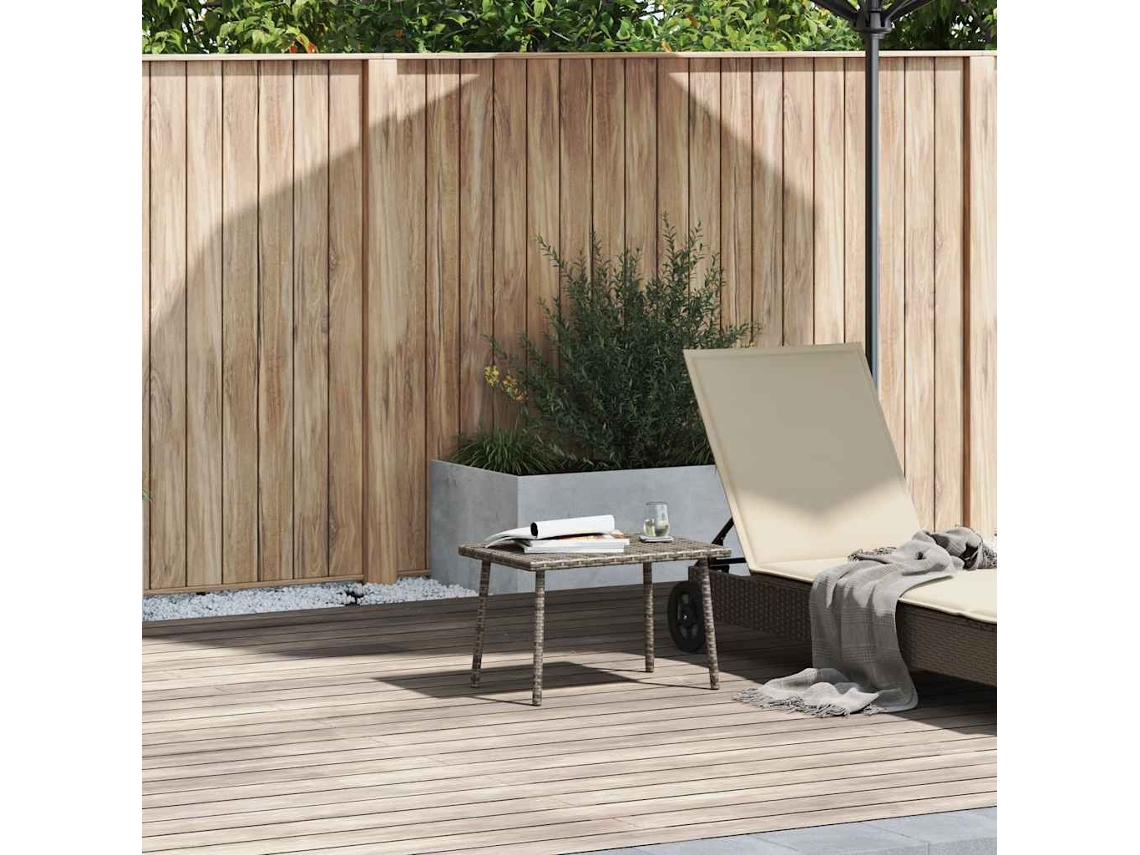 Mesa De Centro De Jardín Mesa Rectangular De Exterior 60x40x37cm Mimbre Pe Gris Lovely Home