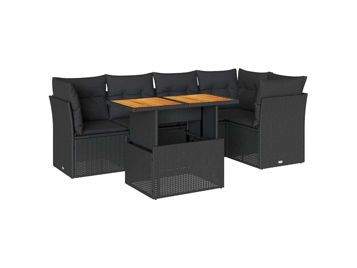 Maison Exclusive - Set De Sofás De Jardín 6 Piezas Y Cojines Ratán Sintético Negro