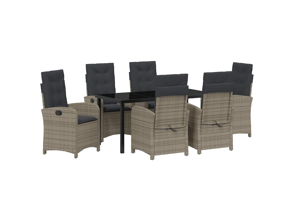 Maison Exclusive - Conjunto De Comedor De Jardín 7 Pcs Gris Ratán Sintético