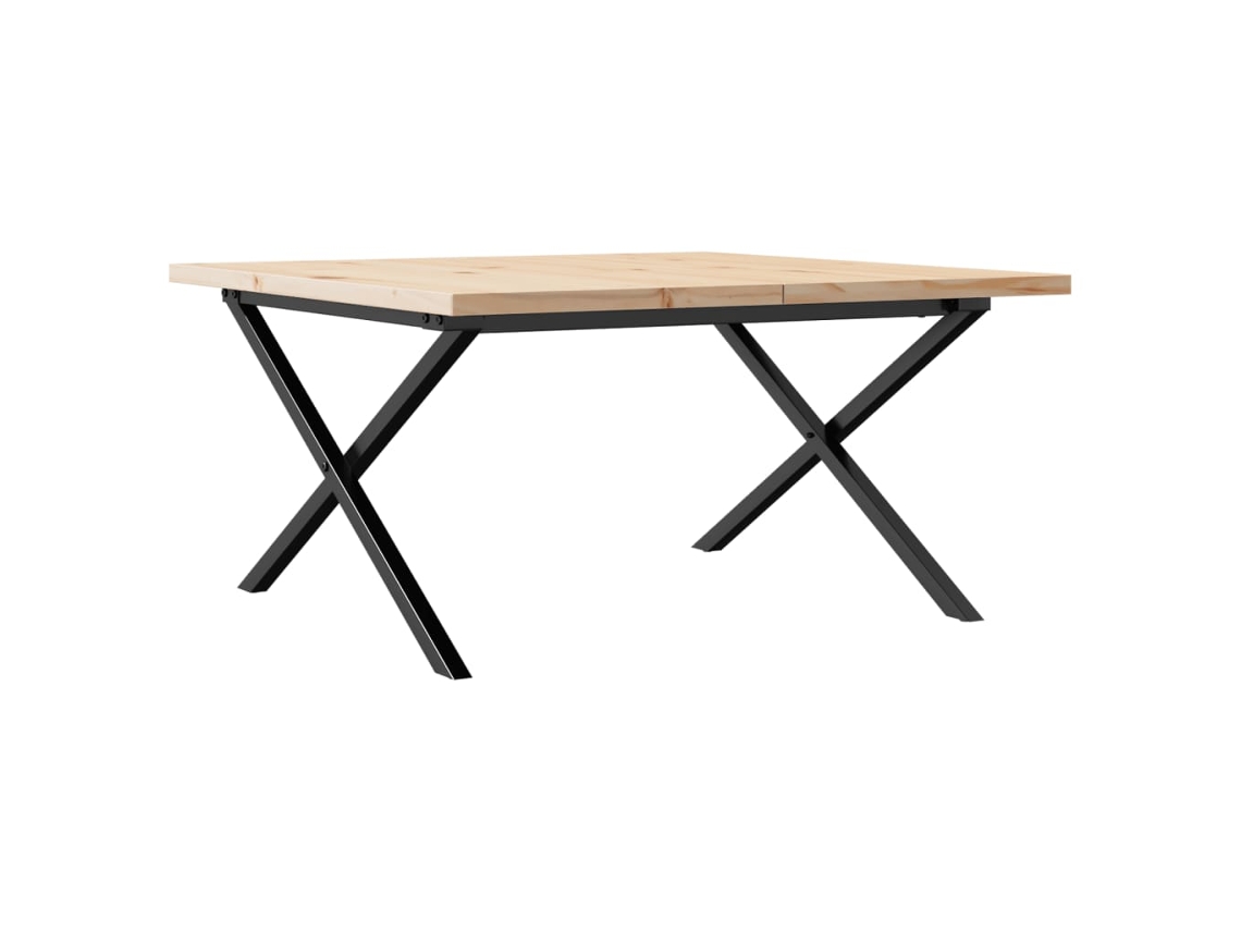 Mesa de centro con estructura en forma de X, 90x90x45,5 cm, pino/acero, MAISON EXCLUSIVE
