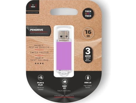 Pendrive 16Gb TECH ONE TECH Basic Usb 2.0/ Purpura Claro