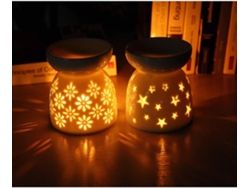 Portavelas De Cerámica Ideal Como Regalo, Difusor De Aroma Decorativo Para Yoga, Spa, Meditación Y Hogar Con Estampado Floral Blanco, 2 Unidades