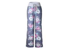 Pantalones Palazzo Cómodos Para Mujer, Confeccionados En Tejido Elástico Con Estampado Floral Y Cordón Ajustable, Ideales Para El Tiempo Libre.