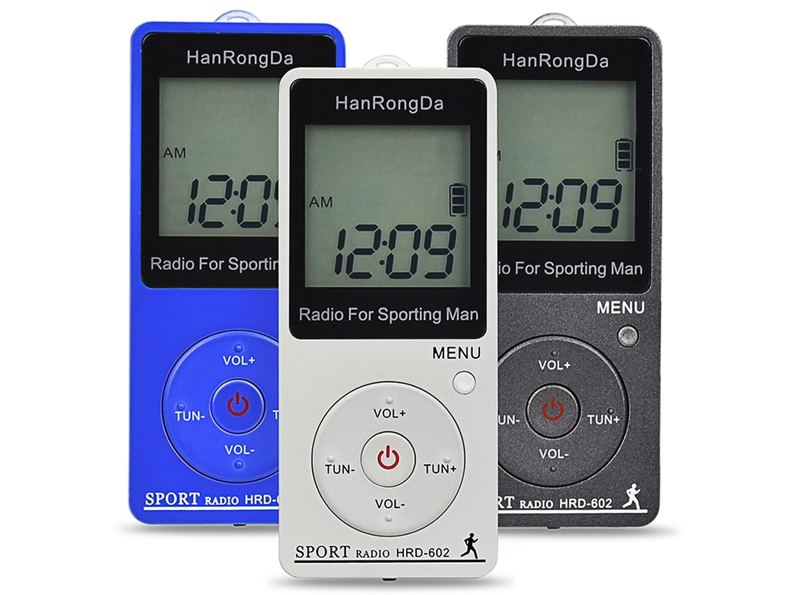 Rádio Portátil Hrd-602 Fm/am Com Display Lcd Botão De Bloqueio Fone De Ouvido Passo A Passo Esportivo
