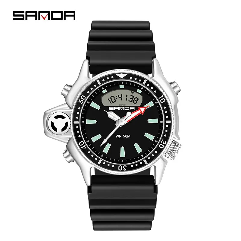 Reloj Deportivo Digital De Cuarzo Para Hombre (negro), Resistente Al Agua, Con Alarma Y Doble Pantalla.