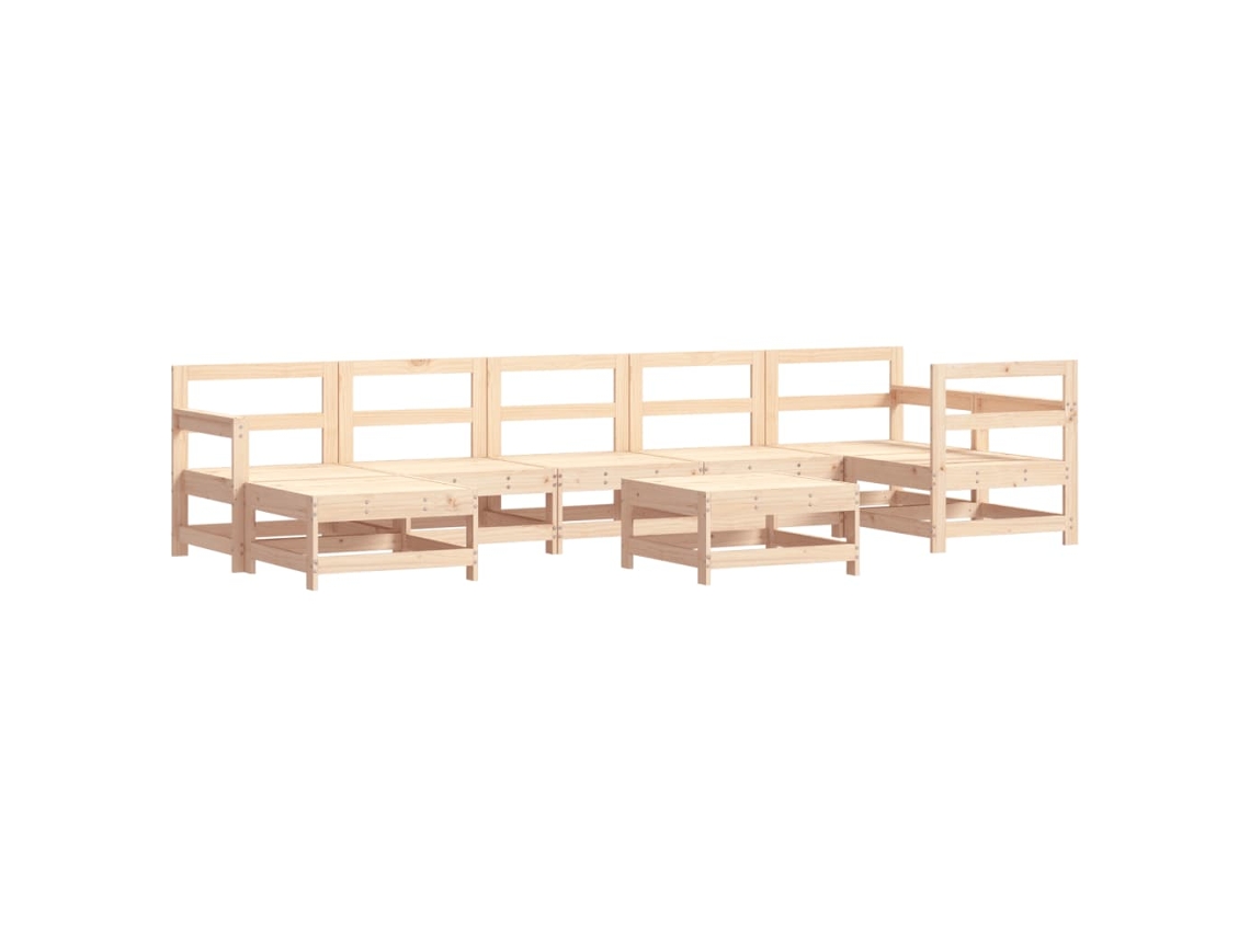 Conjunto 8 Juego de muebles de jardín VIDAXL madera maciza de pino (66 x 62 x 70.5 cm)