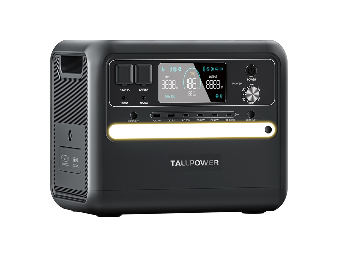 Central eléctrica portátil TALPOWER V2400 2160Wh LiFePo4 Generador solar 2400W Salida CA UPS 13 salidas