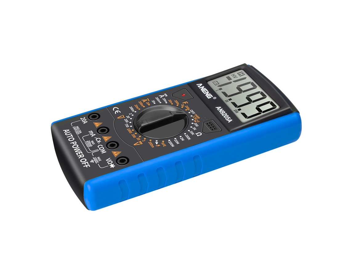 Multímetro Digital Lcd Aneng An9205a De 3 1/2", Con Capacidad Para 1999 Cuentas Y Retroiluminación Azul.