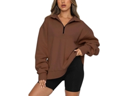 2026-chaqueta De Pull-over Con Media Cremallera Para Mujer Ilwhe De Punto Suave Y Ligero Con Forro Polar Oversize
