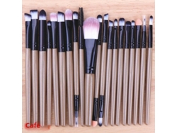 (marrón Chocolate) Juego De 20 Brochas De Maquillaje - Brochas Profesionales Con Mango De Plástico Para Base Y Sombras De Ojos