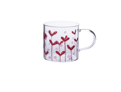Taza XGF Vidrio simple de la muchacha corazón corazón en forma de corazón de la taza de la taza del jugo de cristal del mango de la manija del sili...