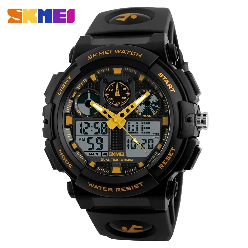 Reloj De Pulsera/deportivo (amarillo) Resistente Al Agua Hasta 50 Metros, Con Indicador Del Día De La Semana.