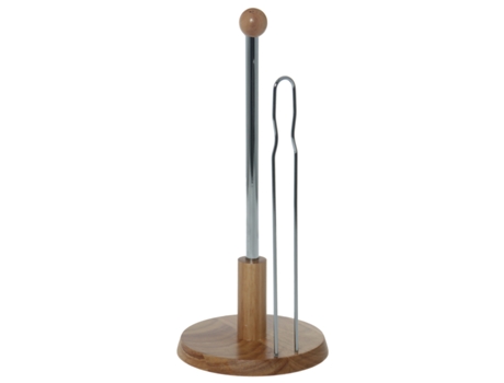 Portarrollo Cocina Metal Cromado C/Base Madera