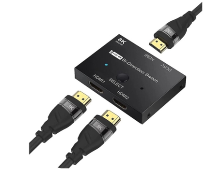 Conmutador bidireccional divisor de alta velocidad Hdmi 2.1 8K 48Gbps Salida 1 en 2 Salida 2 en 1 8K a 60Hz Convertidor de interruptor 4K a 120Hz B...