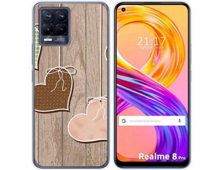 Carcasa Realme 8 4G / 8 Pro TUMUNDOSMARTPHONE Corazones Madera Multicolor