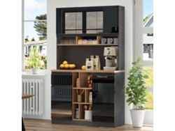 Muebles De Cocina Modernos De 105×45×185 Cm Con Tiradores Metálicos, Estantes Regulables, Cajones Y Espacio De Almacenaje Abierto.