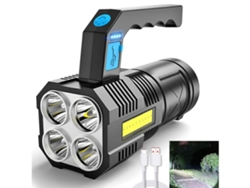 Linterna Led Recargable Cob Spotlight Luz De Trabajo Portátil Negro YEMAESRE