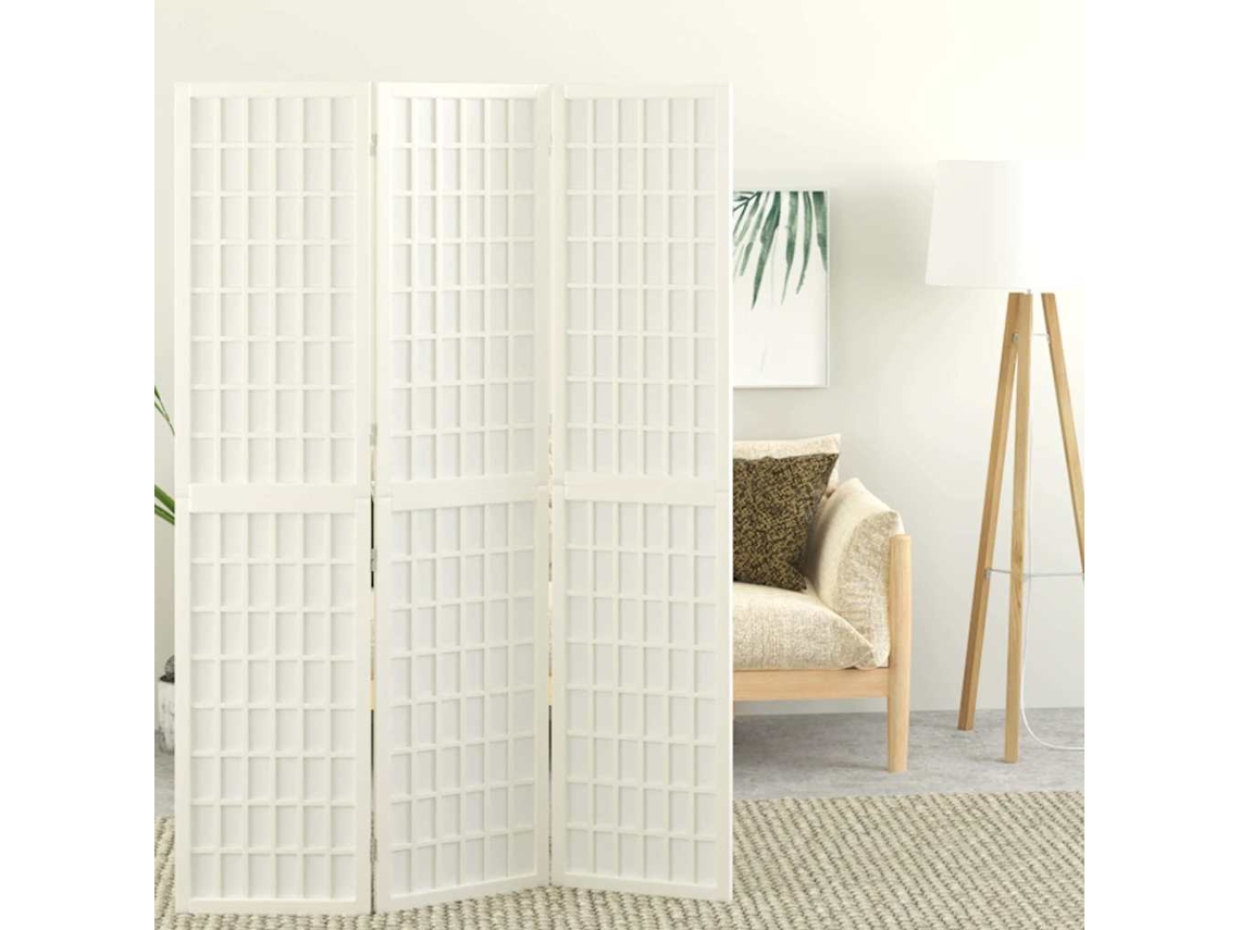 Biombo plegable | Separador de ambientes | Biombo de 3 paneles estilo japonés 120x170 cm Blanco