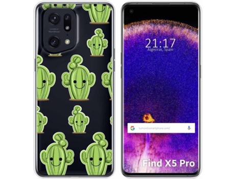 Carcasa para Oppo Find X5 Pro 5G TUMUNDOSMARTPHONE Dibujos Transparente Cactus Multicolor