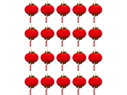 20 Farolillos Chinos Rojos Colgantes Flocada Fáciles Montar Desmontar Decoración Cálida Supermercados Fiestas