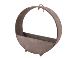 Maceta circular de pared para interior, estilo rústico, redonda, de madera, para suculentas, grande, color gris