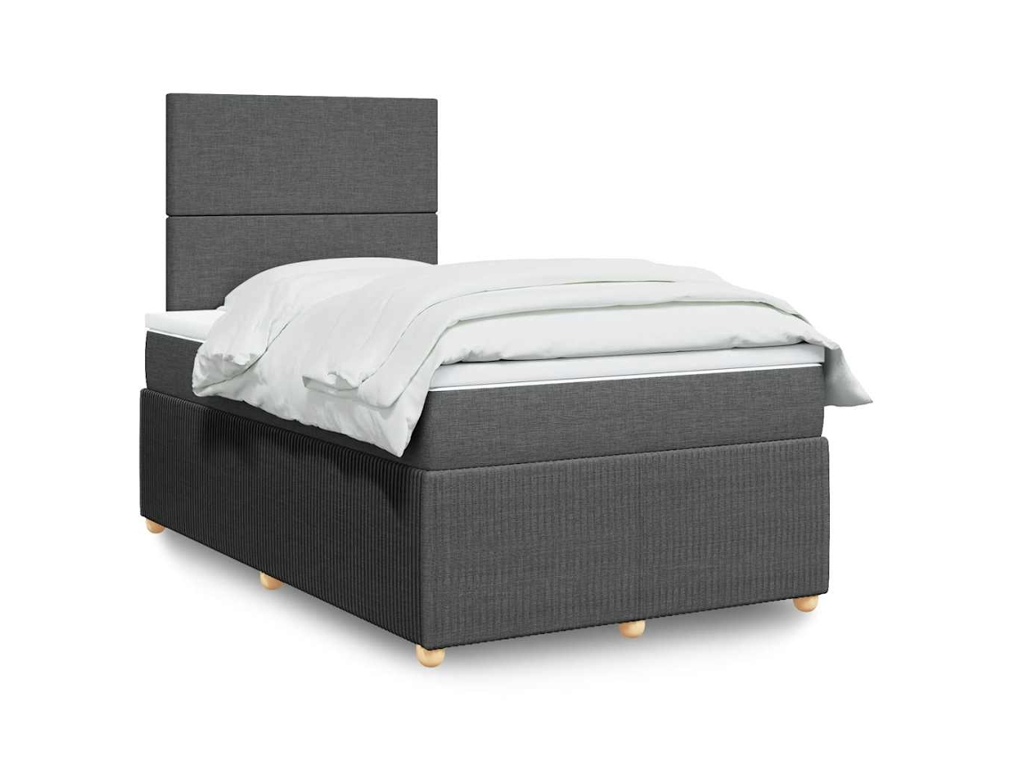 Cama Box Spring Con Colchón Tela Gris Oscuro 120x200 Cm