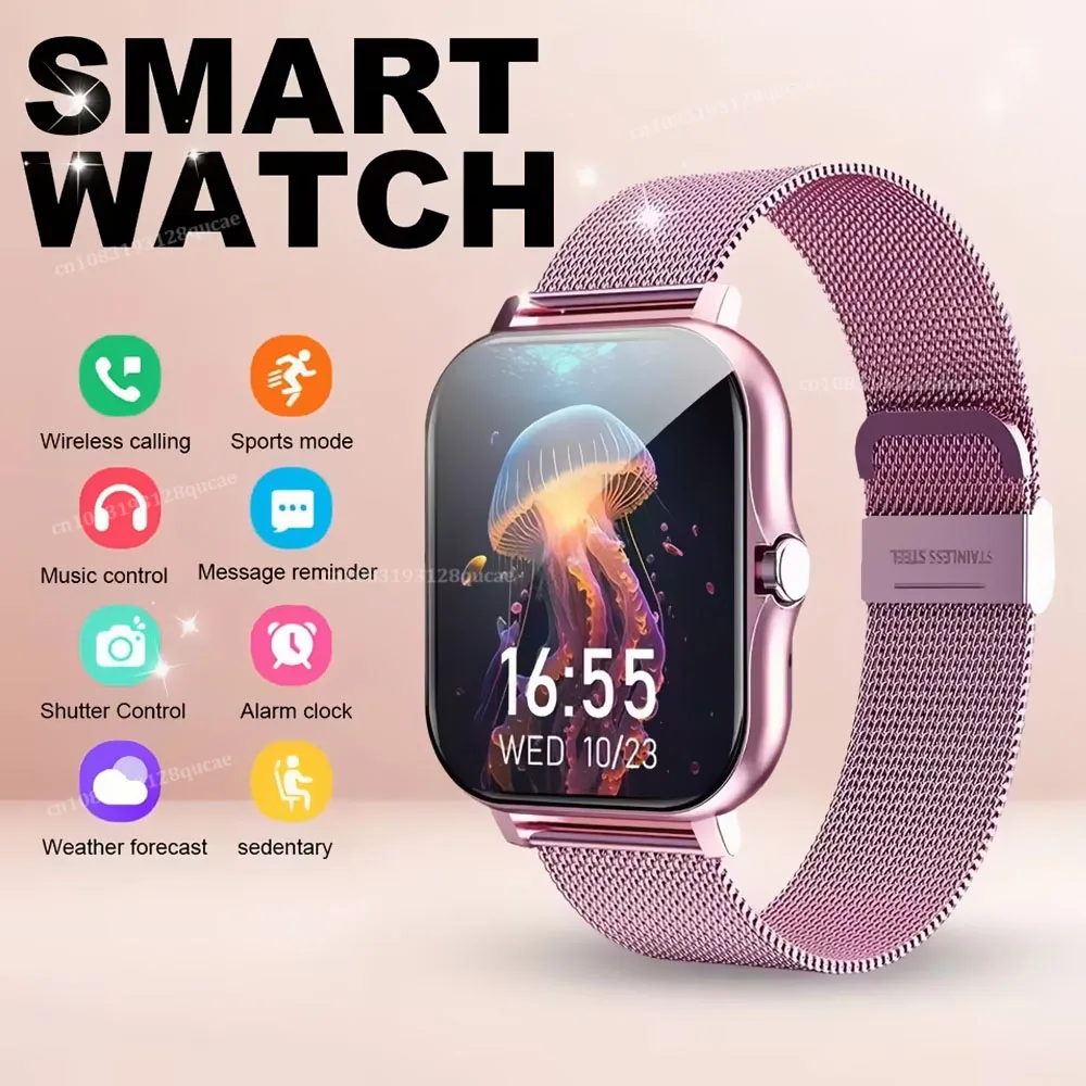 (correa De Rejilla Rosa) Reloj Inteligente Con Pantalla Táctil Completa De 1.83 Pulgadas Que Admite Llamadas Bluetooth Y Monitoreo De Movimientos
