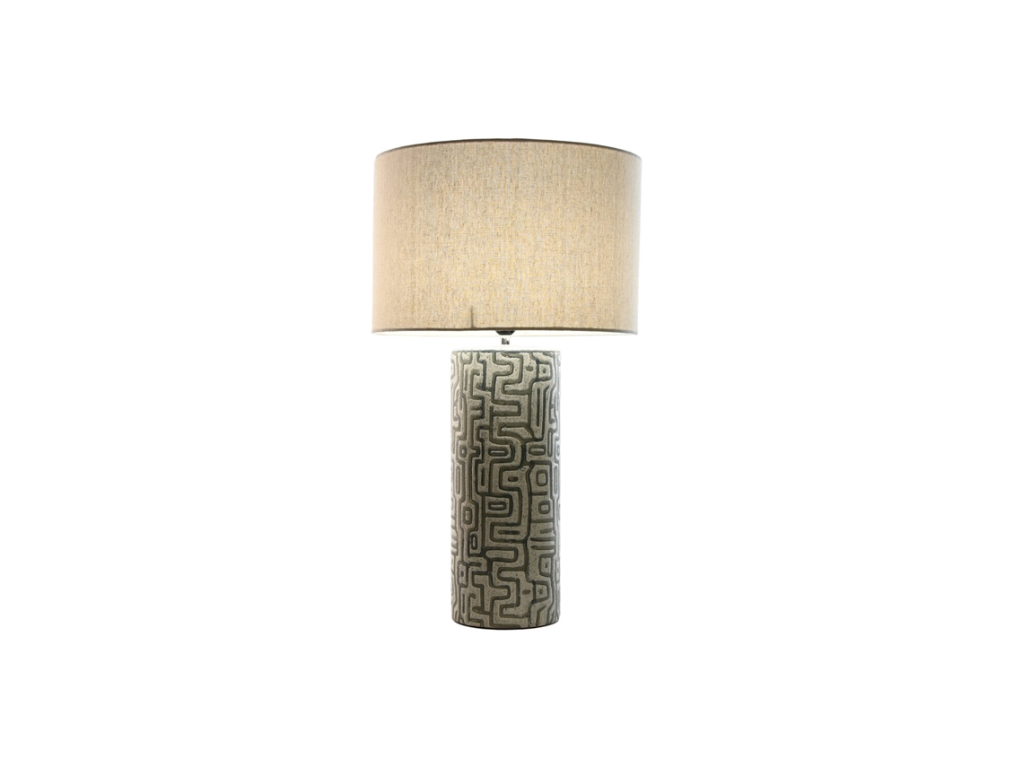 Lampara Sobremesa Ceramica Lino Blanco 42x42x73cm