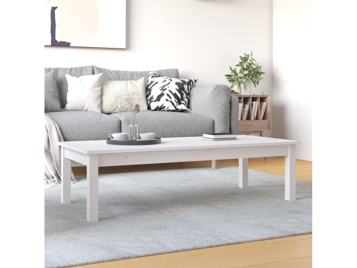 Mesa de Centro Apoyo 110X50X30 cm Pino Macizo Blanco