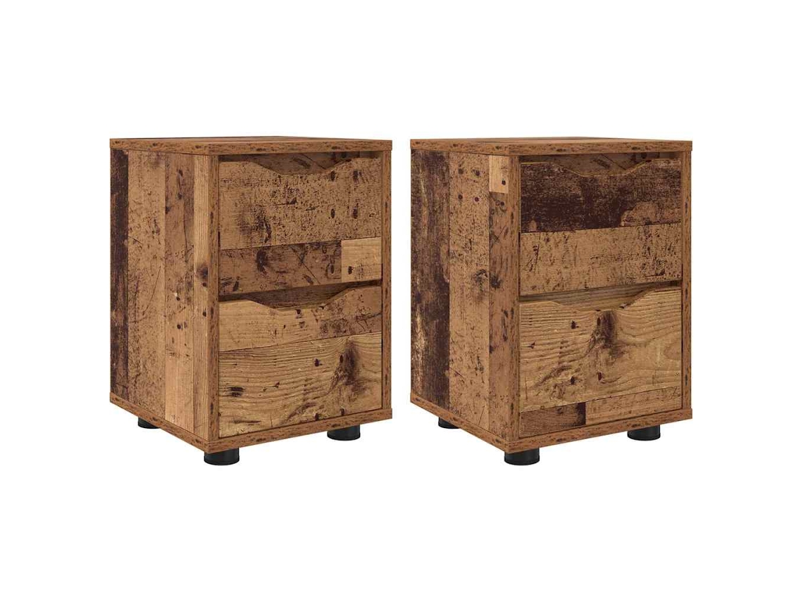 Maison Exclusive - Mesas De Noche Con Cajón 2 Pcs Madera Vieja 30,5 X 30 X 43 Cm