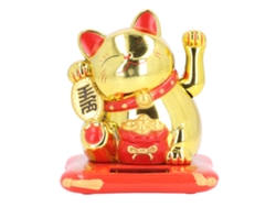 Gato de la suerte Baok con brazo móvil, funciona con energía solar, figura de felicidad y prosperidad para coche o mesa.