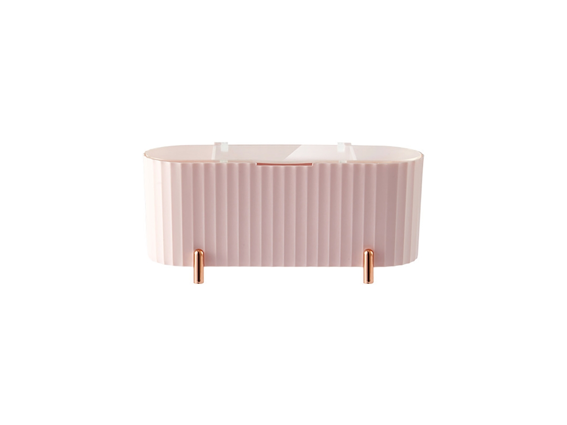 Organizador De Mesa De Maquiagem Luxuoso Com Tampinha E Múltiplas Divisórias Para Armazenar Pinceis Lipstick Perfumes Rosa