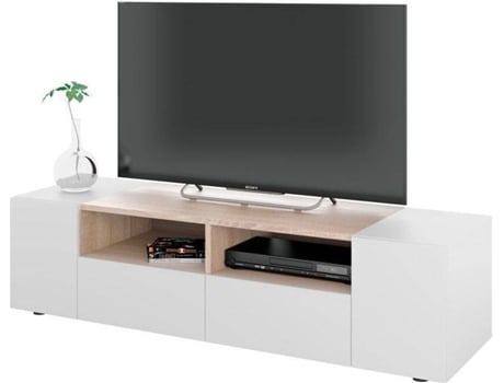 Mueble de TV HABITDESIGN Tamiko (Blanco Artik - Roble - Melamina - 138 x 34 x 40,2 cm)
