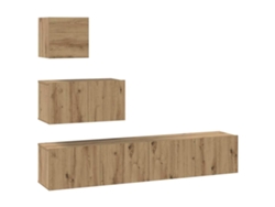 Conjunto de mueble para TV de 4 piezas, roble artesanal, EXCLUSIVO DE LA CASA