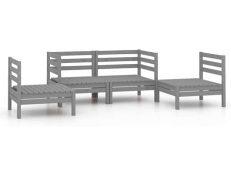 Conjunto 4 de muebles de jardín VIDAXL madera maciza de pino gris